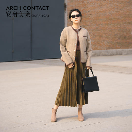 ARCH CONTACT安启美奈秋冬新品羊反绒中跟圆头女靴 商品图6