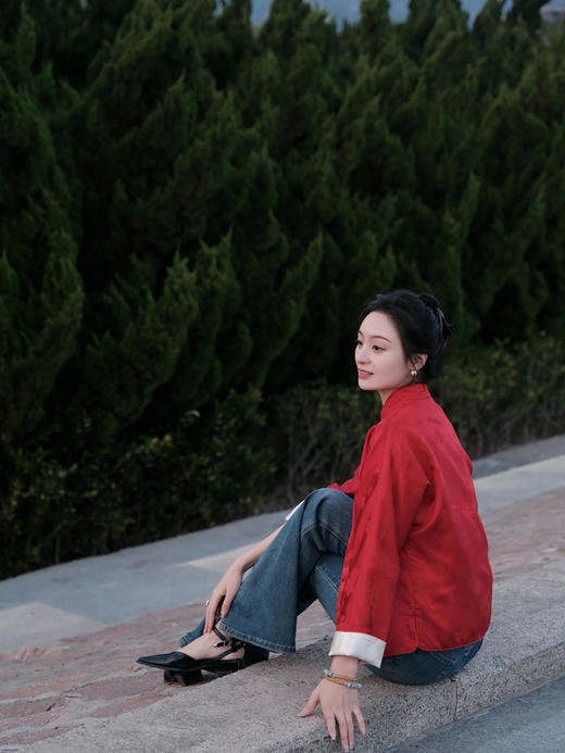 盛唐牡丹 |真丝提花玉扣小立领外套 商品图11