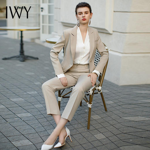 IWY/气质休闲韩版西装套装女春季长袖灰色职业装律师总裁工作服CP1944-E 商品图1