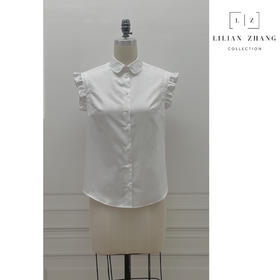 定制-法式复古-文艺清新-荷叶边无袖 气质纯色  夏季衬衫 2202010