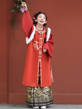 【重回汉唐凤凰游】儿童竖领对襟衫圆领对襟长比甲明制汉服女童冬