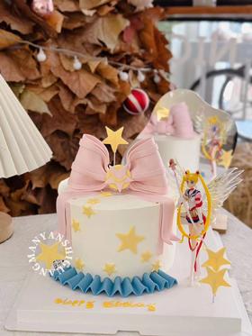 【生日蛋糕】翻糖蝴蝶结美少女款