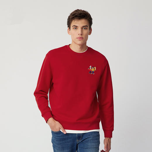 【新年系列】H@ZZYS 2024春季 刺绣图案圆领卫衣时尚宽松T恤男 Z-11258 商品图3