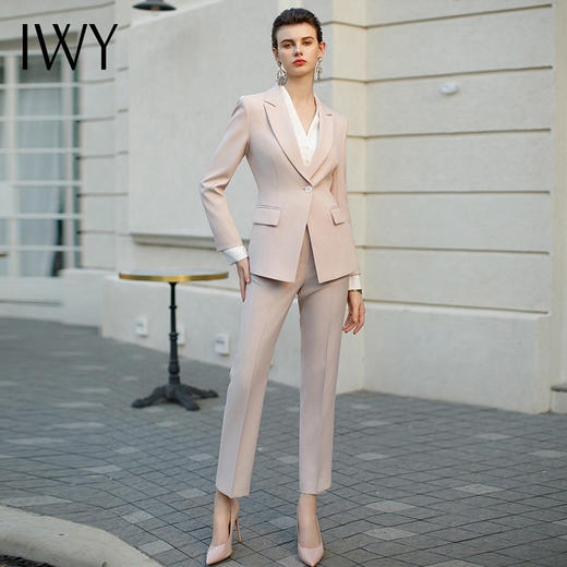 IWY/高端粉色西装套装女气质新闻主播上镜正装工作服简约干练职场正装CP1944-P 商品图0