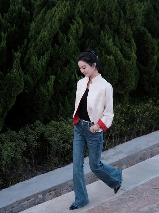 盛唐牡丹 |真丝提花玉扣小立领外套 商品图6