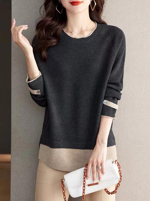 女撞色毛衣6803 商品图4