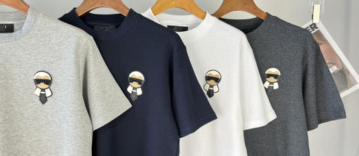 FD 24春季新款 老佛爷图案 华夫格宽松圆领短袖T恤 男女同款 Z-11256 商品图2