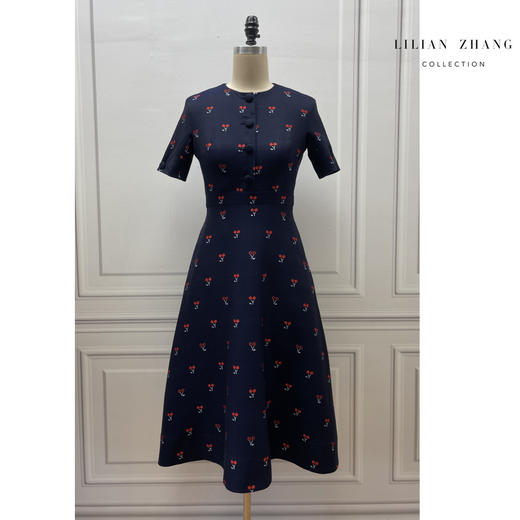 樱桃款-古着新穿-法式复古优雅赫本风修身轻奢高腰连衣裙 2201056 商品图1