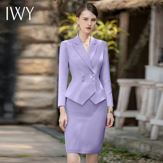 IWY/高级感紫色西装外套女教资面试职业裙装气质显瘦美容院工作服正装CS1851 商品图1