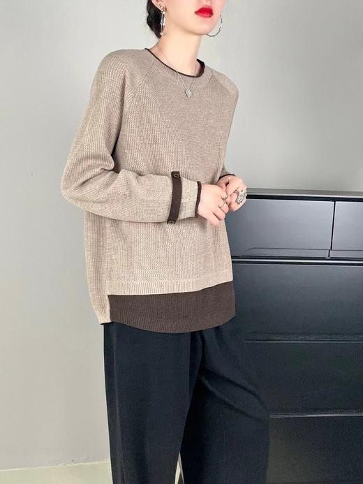 女撞色毛衣6803 商品图2