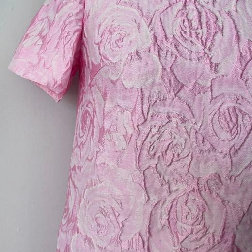 法式浪漫—粉玫瑰、凡尔赛圆领织锦A摆甜美优雅印花连衣裙2201052 商品图2