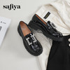 Safiya/索菲娅2024春季新品设计感英伦风水钻扣漆皮粗跟厚底乐福鞋 SF41112062 商品缩略图2