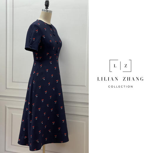 樱桃款-古着新穿-法式复古优雅赫本风修身轻奢高腰连衣裙 2201056 商品图3