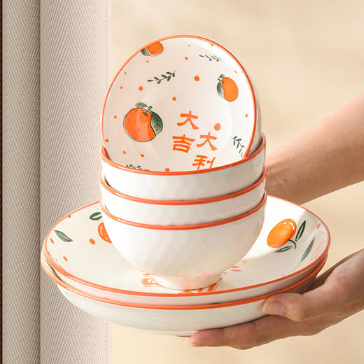 【柿事如意❗️新年喜庆餐具套装】马年开运，动动碗筷，柿事如意，大吉大利❗️陶瓷碗盘小礼品伴手礼盒，马年送礼新年礼盒年货礼盒新年礼盒年货礼盒 商品图4