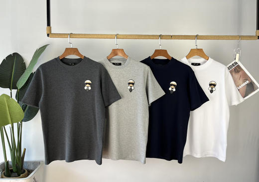 FD 24春季新款 老佛爷图案 华夫格宽松圆领短袖T恤 男女同款 Z-11256 商品图1