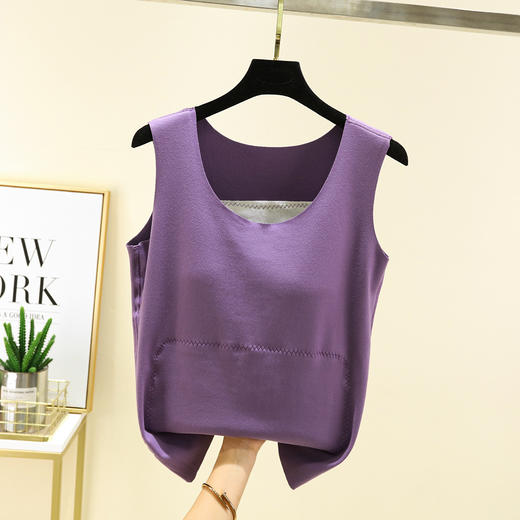 雀说 秋冬季无痕保暖背心贴片暖肚护腰打底衫一体胸垫女上衣4ZF-YSY7867 商品图6