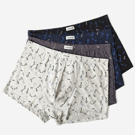 洁丽雅4条装纯棉大码男士内裤简约印花运动透气平角裤衩裤头男 商品图1