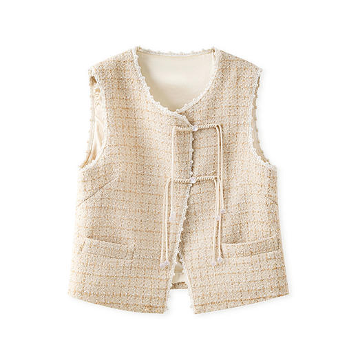 气质百搭，重工钉珠盘扣复古开衫马甲外套WLZD-2401103 商品图4