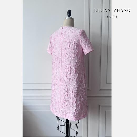 法式浪漫—粉玫瑰、凡尔赛圆领织锦A摆甜美优雅印花连衣裙2201052 商品图1