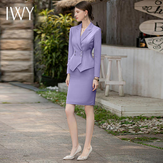 IWY/高级感紫色西装外套女教资面试职业裙装气质显瘦美容院工作服正装CS1851 商品图3