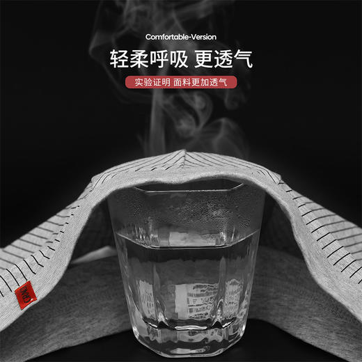 洁丽雅中腰纯棉男士内裤条纹款运动休闲男生平角裤头裤衩内裤男 商品图7