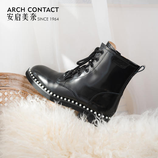 软底马丁靴 | ARCHCONTACT安启美奈 圆头珍珠边52881 商品图9