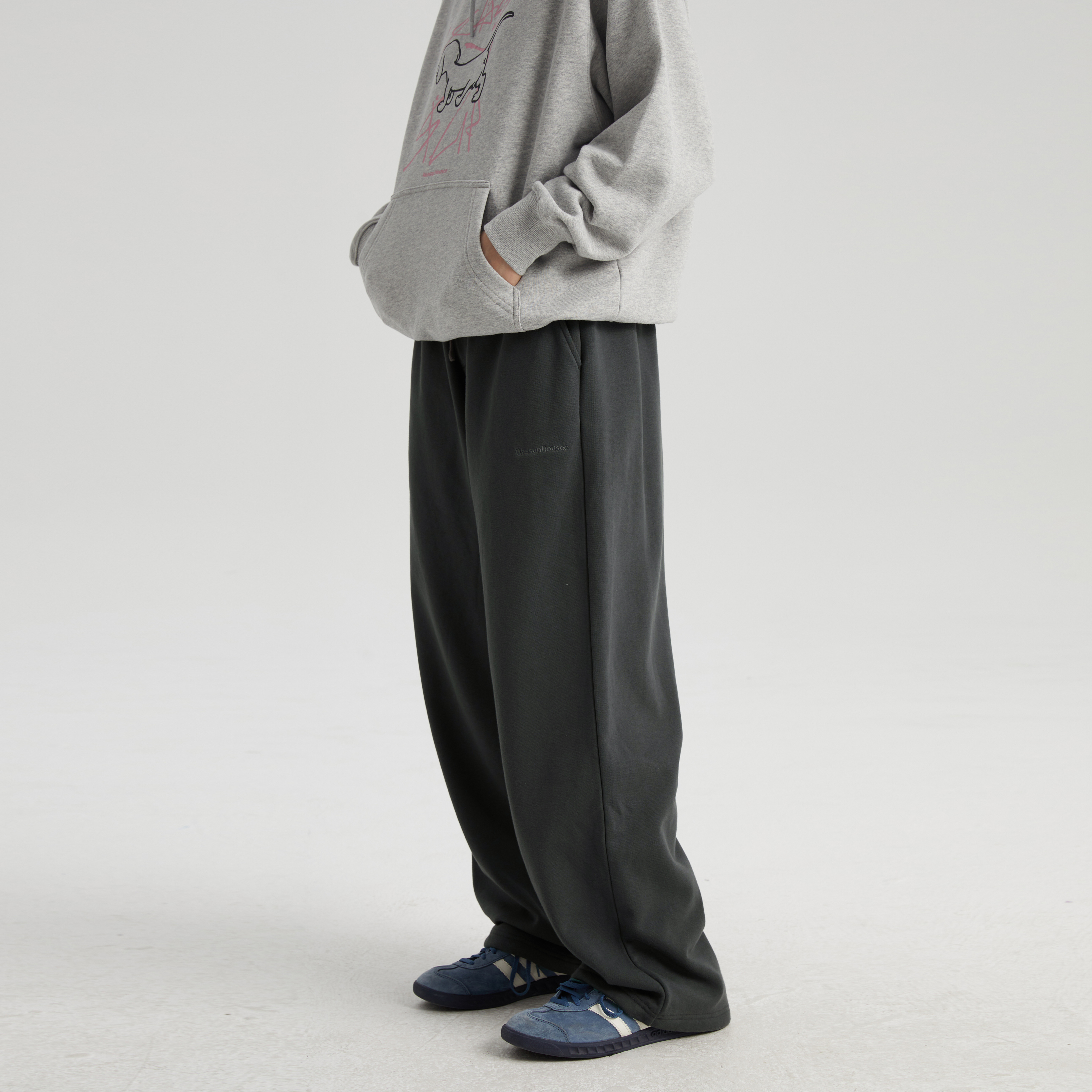 WassupHouse  直筒可收脚卫裤