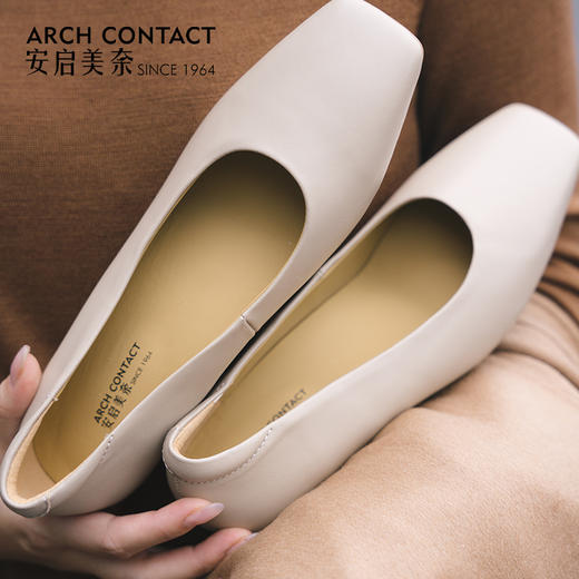 ARCH CONTACT安启美奈秋季新品舒适足弓鞋垫中跟方头舒适女鞋 商品图6
