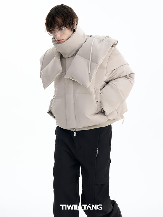 TIWILLTANG启世录“翎寂巍耀”高颜值帽巾一体可拆卸嵿级羽绒服冬 商品图3