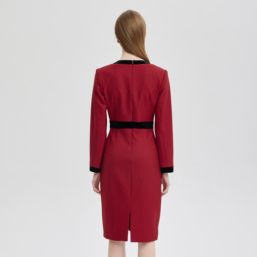 PE831斯尔丽2024春夏新款OL撞色小香风收腰包臀连衣裙 商品图1