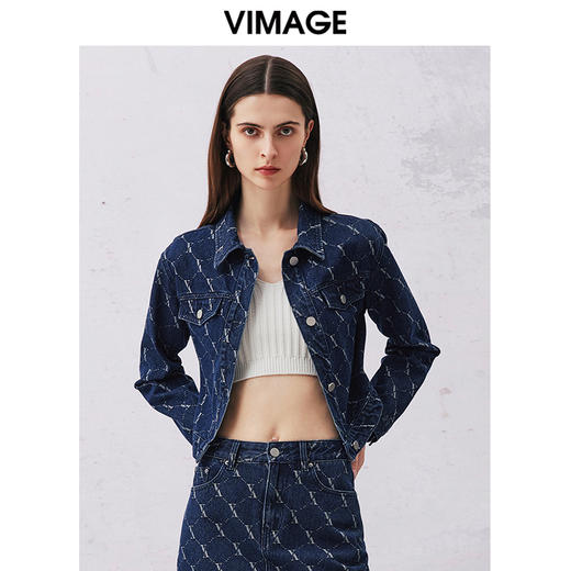 VIMAGE纬漫纪春季新款时尚气质收腰牛仔短外套V2103725 商品图2