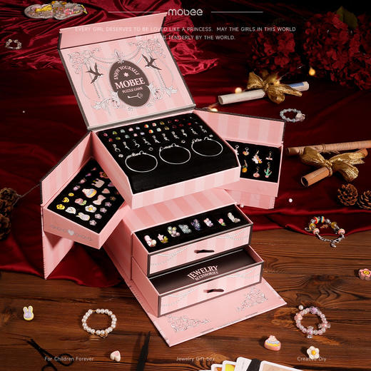 【让孩子变身小小珠宝设计师】mobee手工DIY串珠首饰礼盒 女儿的宝藏美丽星堡 满满的仪式感 商品图6