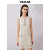 VIMAGE纬漫纪夏季新款小香风别致轻奢钉珠高腰连衣裙V2177710 商品缩略图3