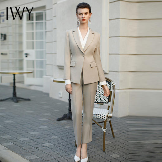 IWY/气质休闲韩版西装套装女春季长袖灰色职业装律师总裁工作服CP1944-E 商品图0