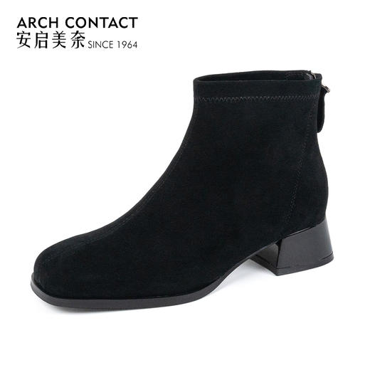 ARCH CONTACT安启美奈秋冬新品羊反绒中跟圆头女靴 商品图11