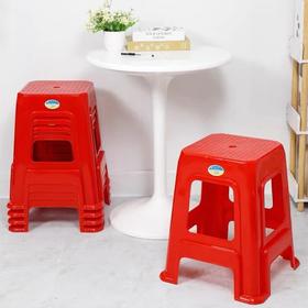 优选塑料凳子红色加厚 1张 胶凳48cm高家用简约餐桌椅子结实商用胶凳大人红色高凳