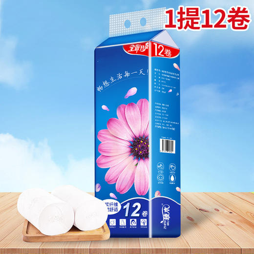 买一提送一提！【四层柔厚，加厚设计！】12卷卷纸，原生木浆实心卫生纸家用厕纸，密实均匀 柔韧舒适！-QQ 商品图0