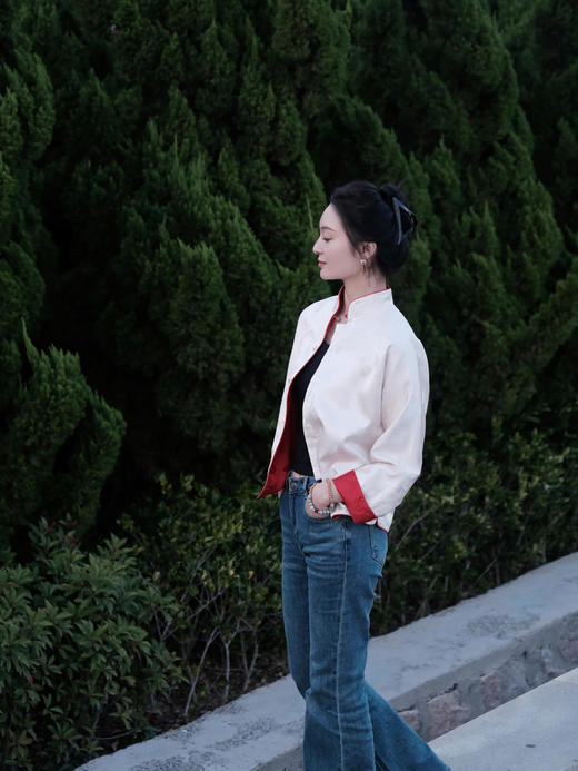 盛唐牡丹 |真丝提花玉扣小立领外套 商品图5