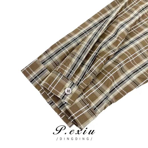 3-1潘依绣丁丁宠粉秋季新款复古港风格子宽松休闲长袖衬衫 K7973 商品图3