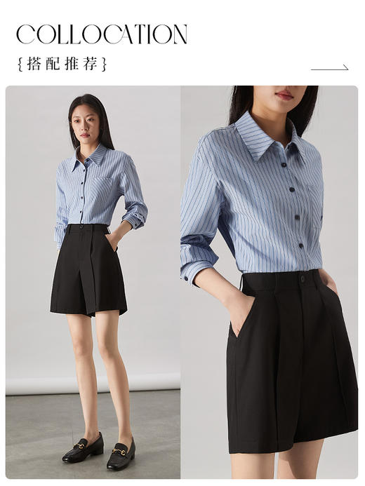 【专属特价】熙世界百搭垂感西装短裤女2025秋夏高腰显瘦宽松四分直筒休闲裤 商品图4