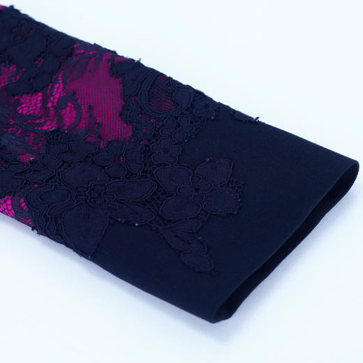 NA823斯尔丽春季新款时尚拼色贴花圆领收腰显瘦长袖连衣裙 商品图4