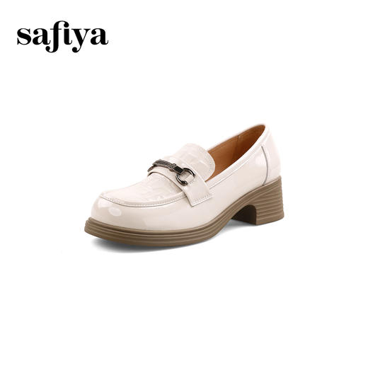 Safiya/索菲娅2024春季英伦风粗跟石头纹软底舒适漆皮乐福鞋 SF41112159/SF43112159 商品图11
