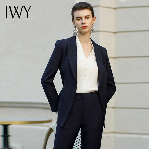 IWY/气质藏青色西装套装女秋冬售楼部前台工作服高端商务职业装CP1944 商品图4
