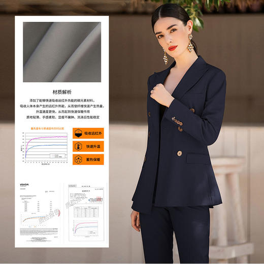 IWY/蓄热面料秋冬藏青色西装职业套装女气质工作服高端售楼部工装通勤面试正装CP1934 商品图0
