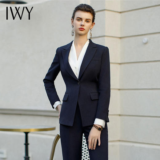 IWY/气质藏青色西装套装女秋冬售楼部前台工作服高端商务职业装CP1944 商品图5