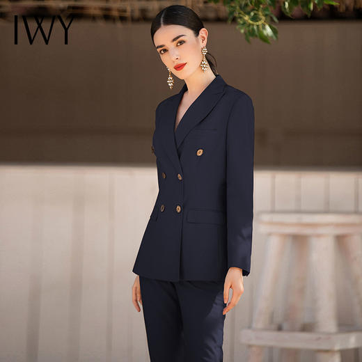 IWY/蓄热面料秋冬藏青色西装职业套装女气质工作服高端售楼部工装通勤面试正装CP1934 商品图2