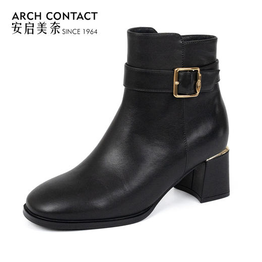 ARCH CONTACT安启美奈秋冬新品舒适鞋底高跟打蜡小牛皮女靴 商品图6