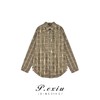 3-1潘依绣丁丁宠粉秋季新款复古港风格子宽松休闲长袖衬衫 K7973 商品缩略图0