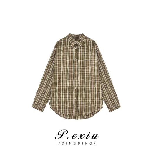 3-1潘依绣丁丁宠粉秋季新款复古港风格子宽松休闲长袖衬衫 K7973 商品图0