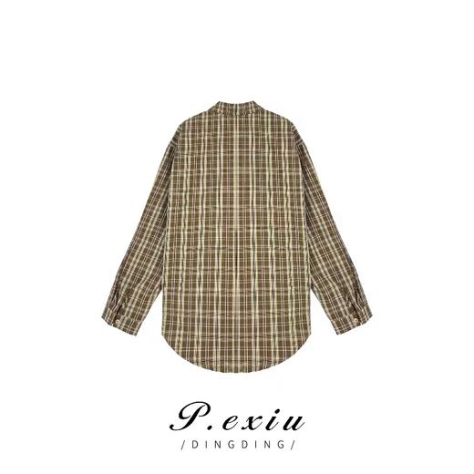 3-1潘依绣丁丁宠粉秋季新款复古港风格子宽松休闲长袖衬衫 K7973 商品图1